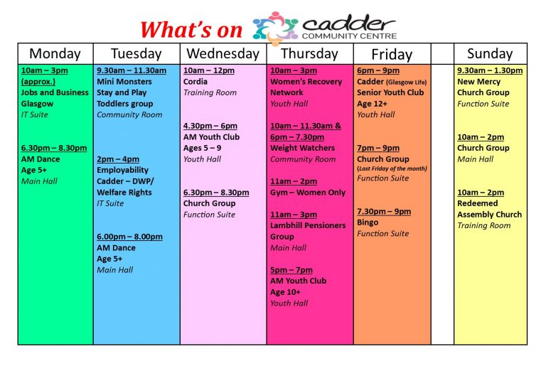 What’s On | Cadder Community Centre
